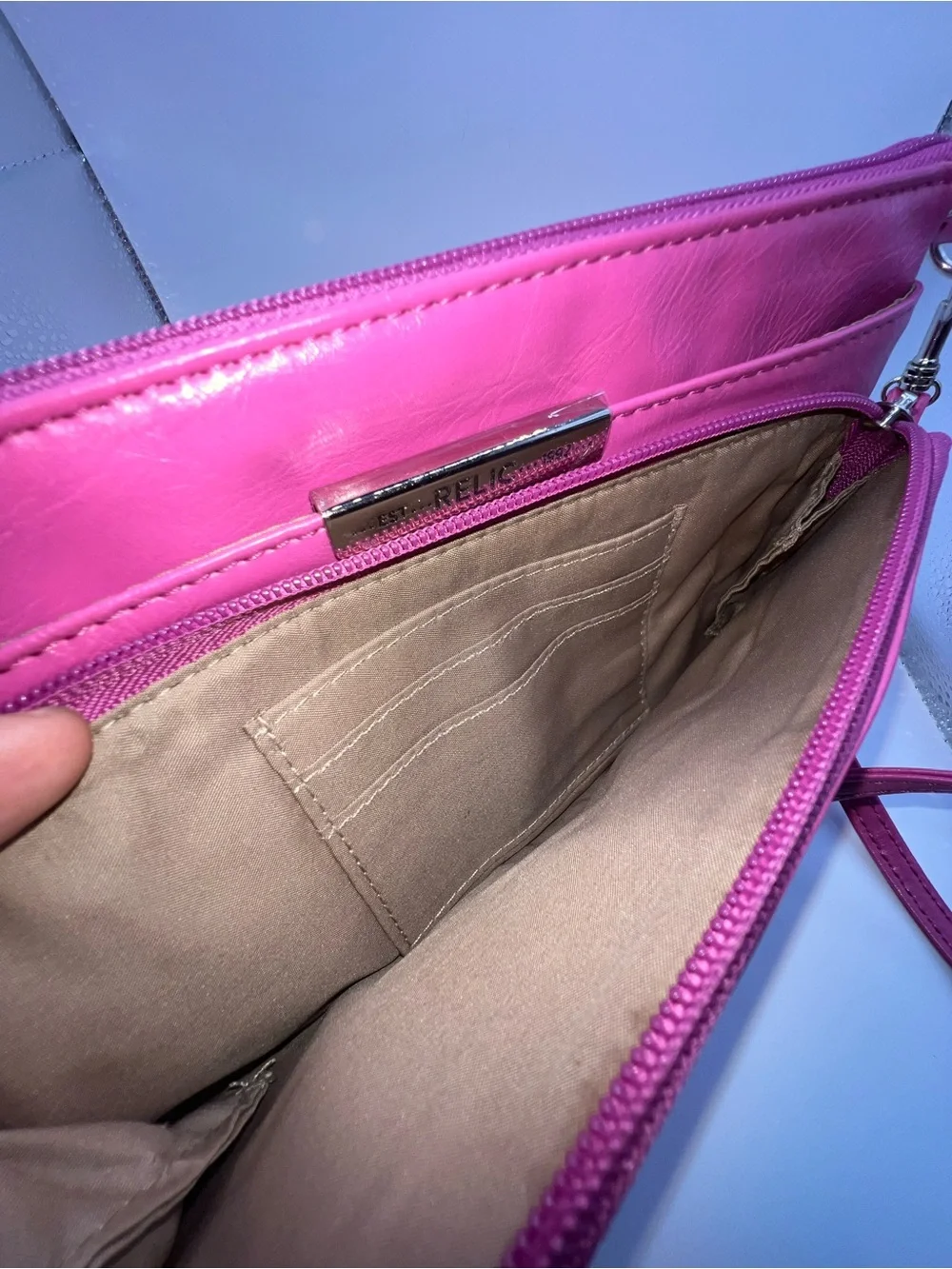Relic Pink Leather Crossbody Shoulder Bag